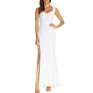Dress the Population Sleeveless Gown Leg Slit White Monroe Size Small